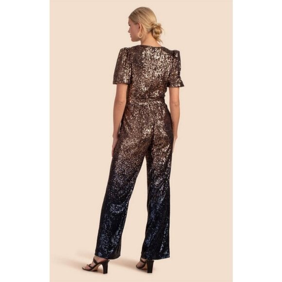 💕TRINA TURK💕 Asandra Jumpsuit Supernova Sequin Moonstone Midnight Ombre 2 NWT - Picture 4 of 16